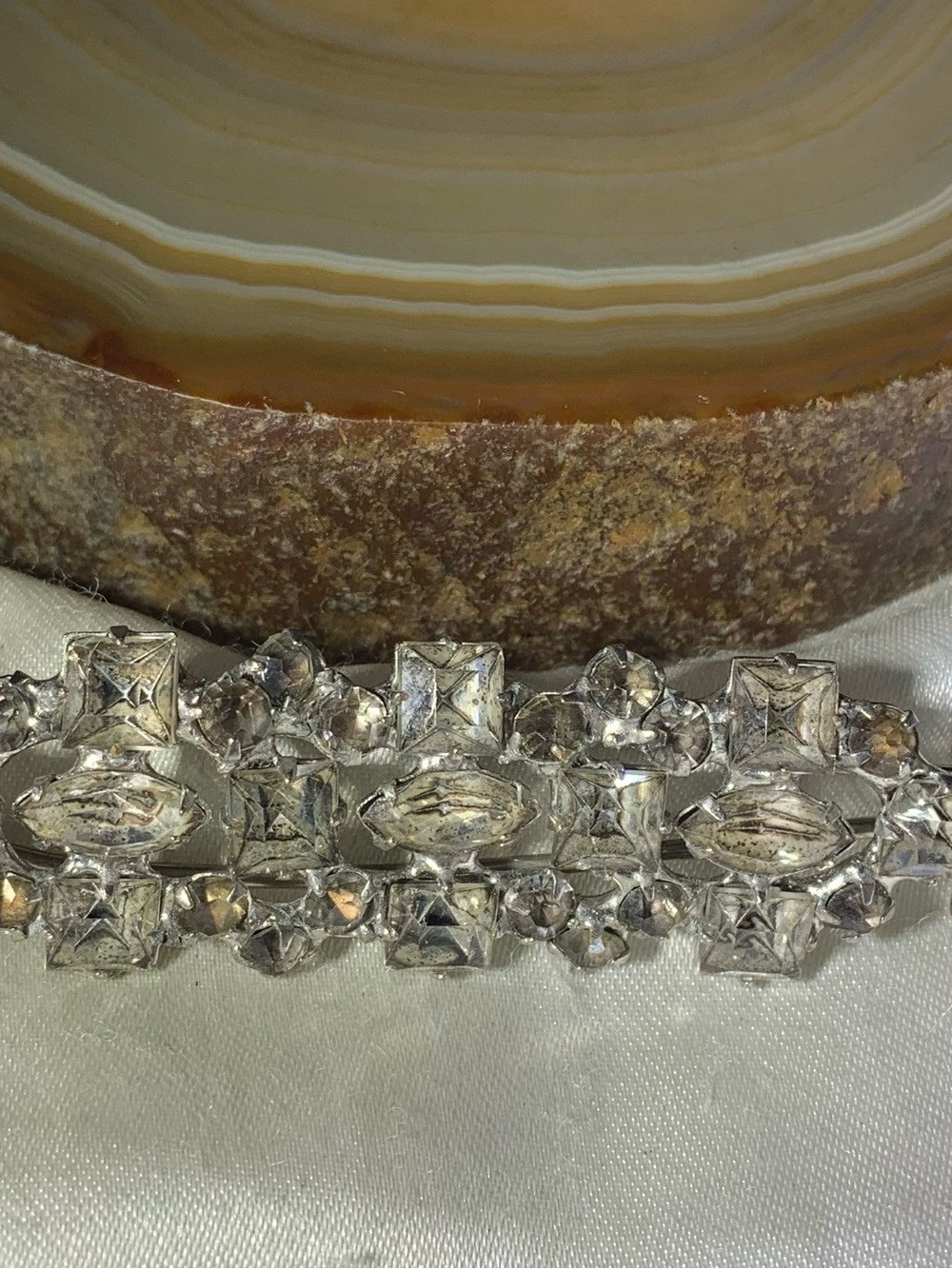 Vintage Silver Crystal Hair Clip - Clear Rhinestone Vintage Art Deco 1930"s
